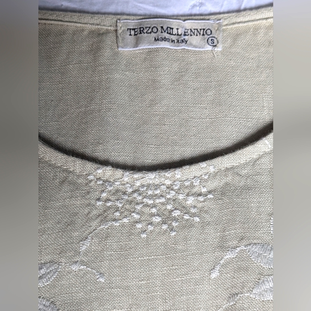 Terzo Millenio 100% Italian Linen Sleeveless Midi Dress Size Small